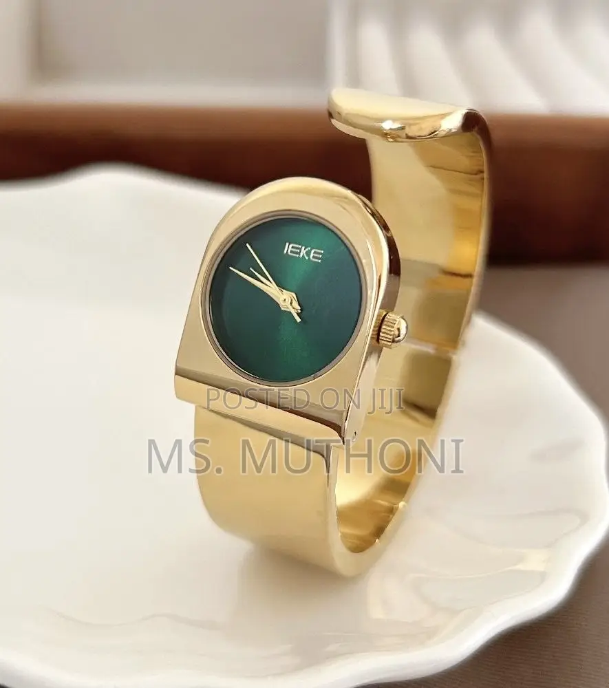 Luxury Gold-Toned Cuff Bracelet Ladies Wrist Watch