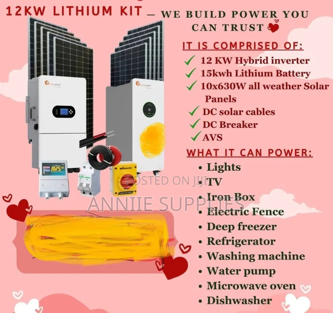 12 Kva Hybrid Inverter 15kwh Lithium Solar System Kit