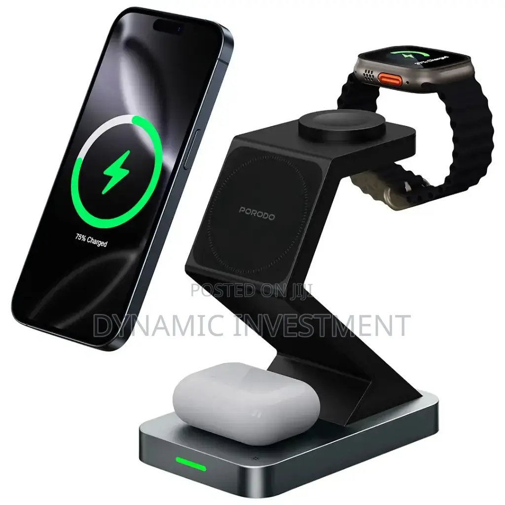 Porodo 4-in-1 Powerdock Wireless Charging Station 360° Adjustable