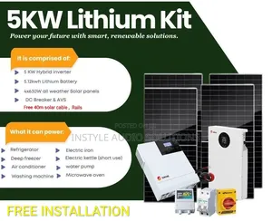 5kw Offgrid System - 5.12kwh Lithium Battery - (4)650w Solar Panels