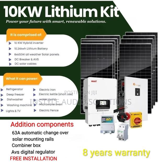 10kw Total Offgrid System - 10.26kwh Lithium - (8)630w Bifacial Solar