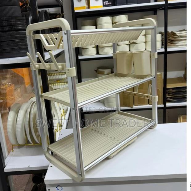 3 Tier Aluminium Dish Rack With Drainer Board