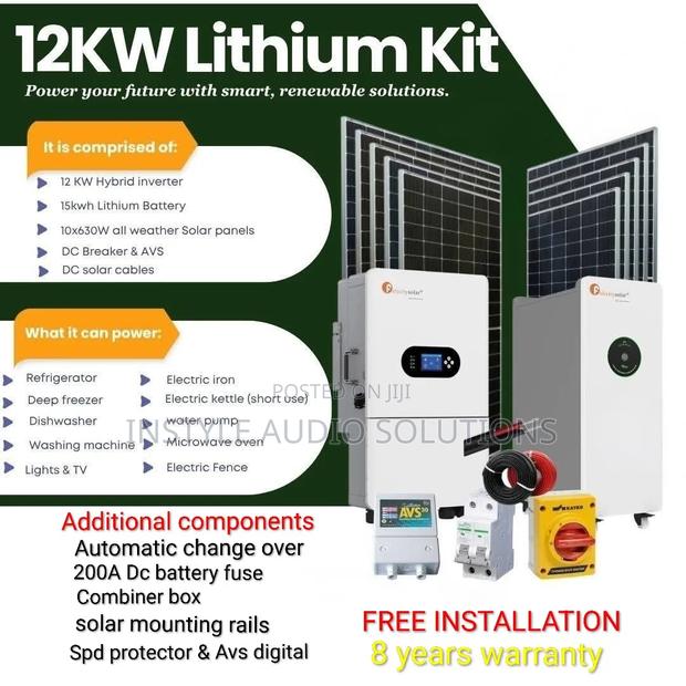 12kw Total Offgrid System - 15.36kwh Lithium (10) 615w Bifacial Solar