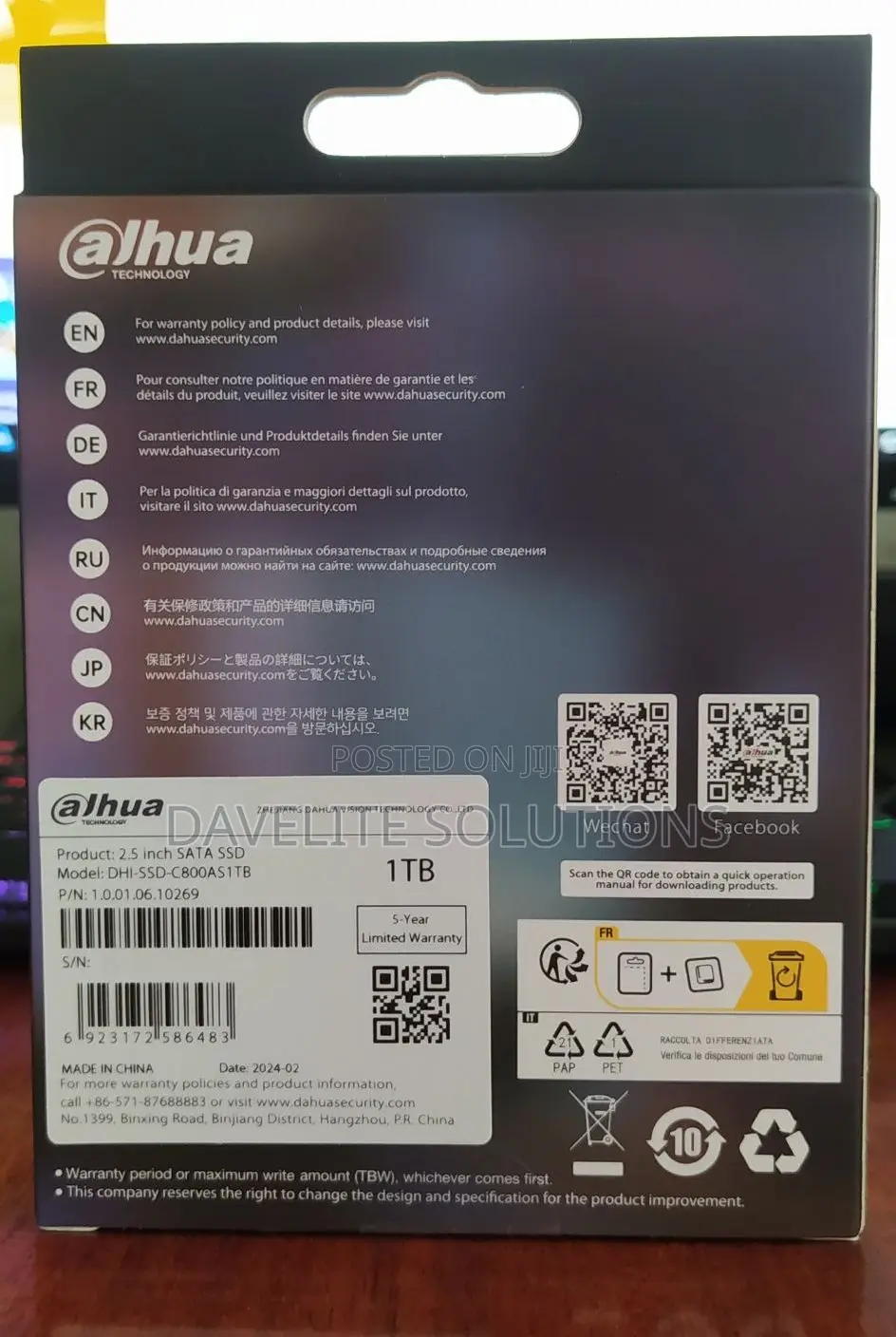 Dahua 1tb Ssd, 2.5 Inch Sata - Dhi-SSD-C800as1tbss