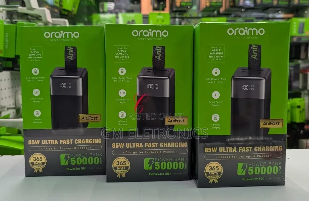 50000 Mah Super Fast 85w Oraimo Power Bank.