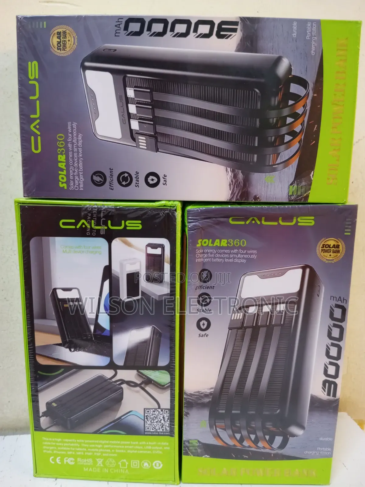 Solar Rechargeable Power Bank. Calus 30,000mah