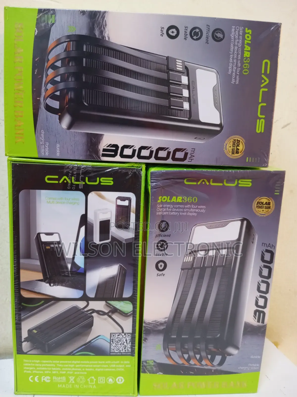 Solar Rechargeable Power Bank. Calus 30,000mah
