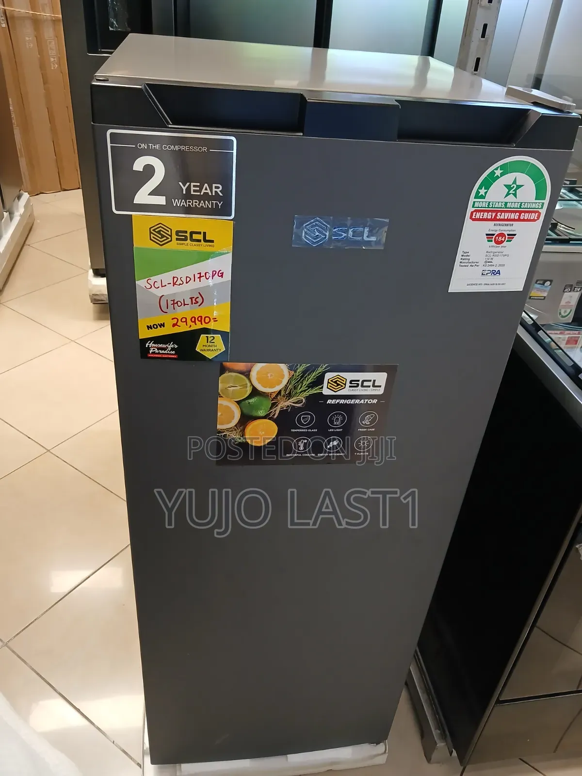 SCL 170ltr Single Door Refrigerator Pebble Grey SCL-Rsd170pg