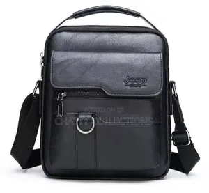 Black Leather Jeep Boluo Men Shoulder Bags