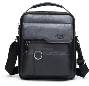 Black Leather Jeep Boluo Men Shoulder Bags
