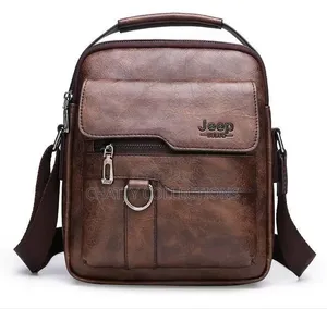 Dark Brown /Coffee Brown Leather Jeep Boluo Men Shoulder Bags