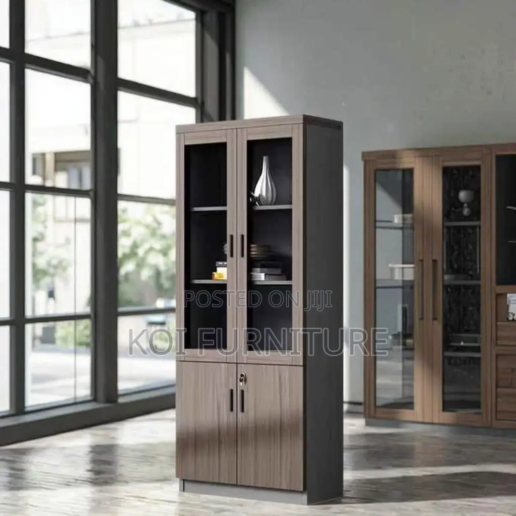 Office Cabinet; Two Doors Executive Cabinet With Upper Glass View