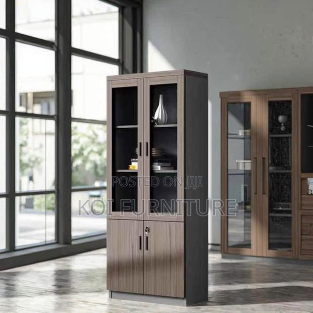Office Cabinet; Two Doors Executive Cabinet With Upper Glass View