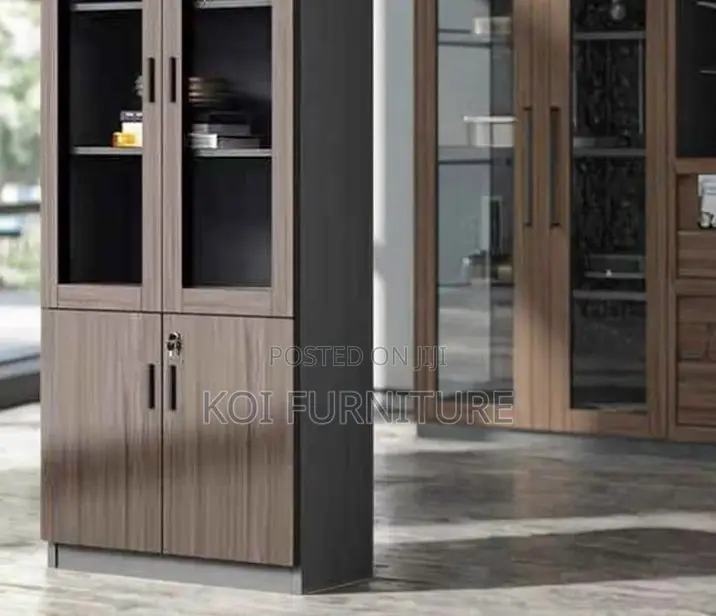 Office Cabinet; Two Doors Executive Cabinet With Upper Glass View