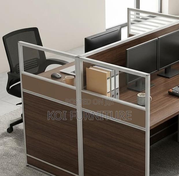 Office Workstation; 2 Seaters Brown MDF Collaborative Station Desk - thumbnail 3