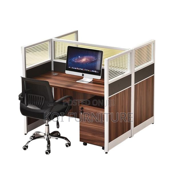 Office Workstation; 2 Seaters Brown MDF Collaborative Station Desk - thumbnail 5
