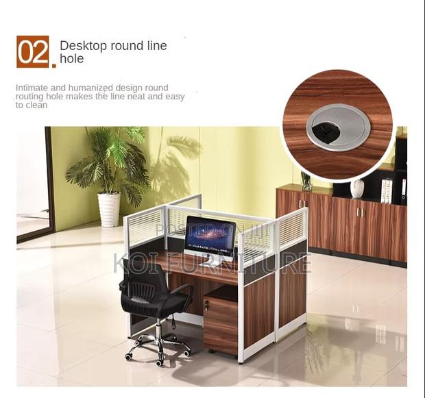 Office Workstation; 2 Seaters Brown MDF Collaborative Station Desk - thumbnail 6
