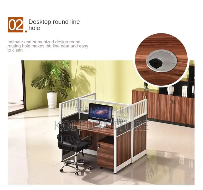 Office Workstation; 2 Seaters Brown MDF Collaborative Station Desk