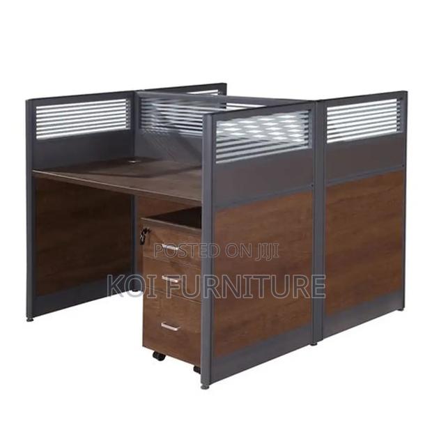 Office Workstation; 2 Seaters Brown MDF Collaborative Station Desk - thumbnail 7