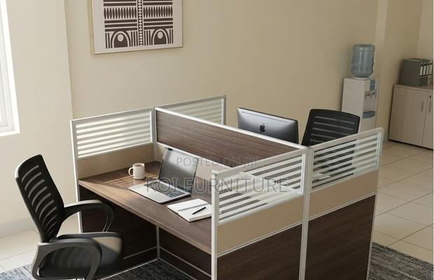 Office Workstation; 2 Seaters Brown MDF Collaborative Station Desk - thumbnail 9