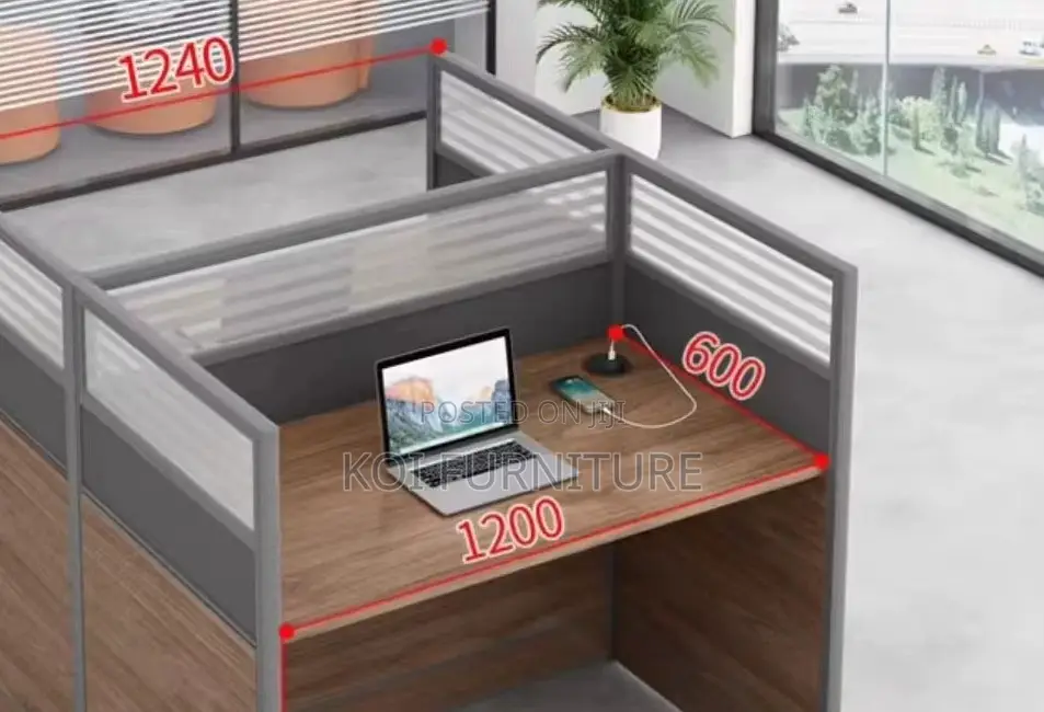 Office Workstation; 2 Seaters Brown MDF Collaborative Station Desk