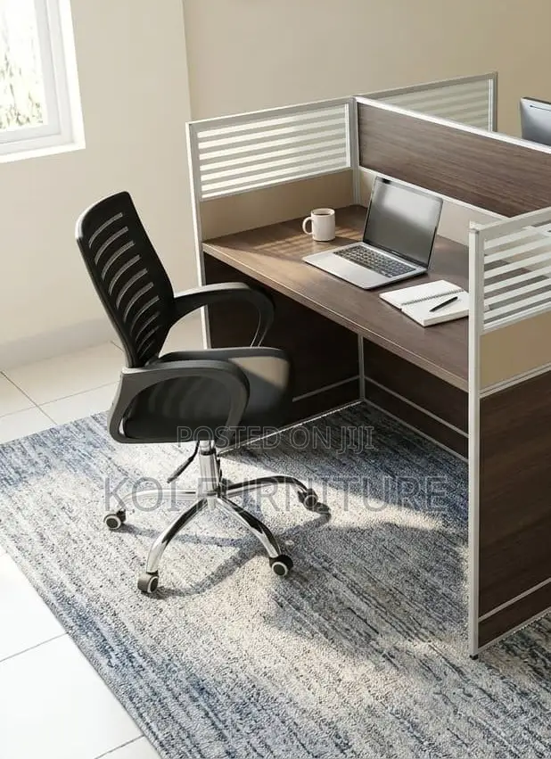 Office Workstation; 2 Seaters Brown MDF Collaborative Station Desk