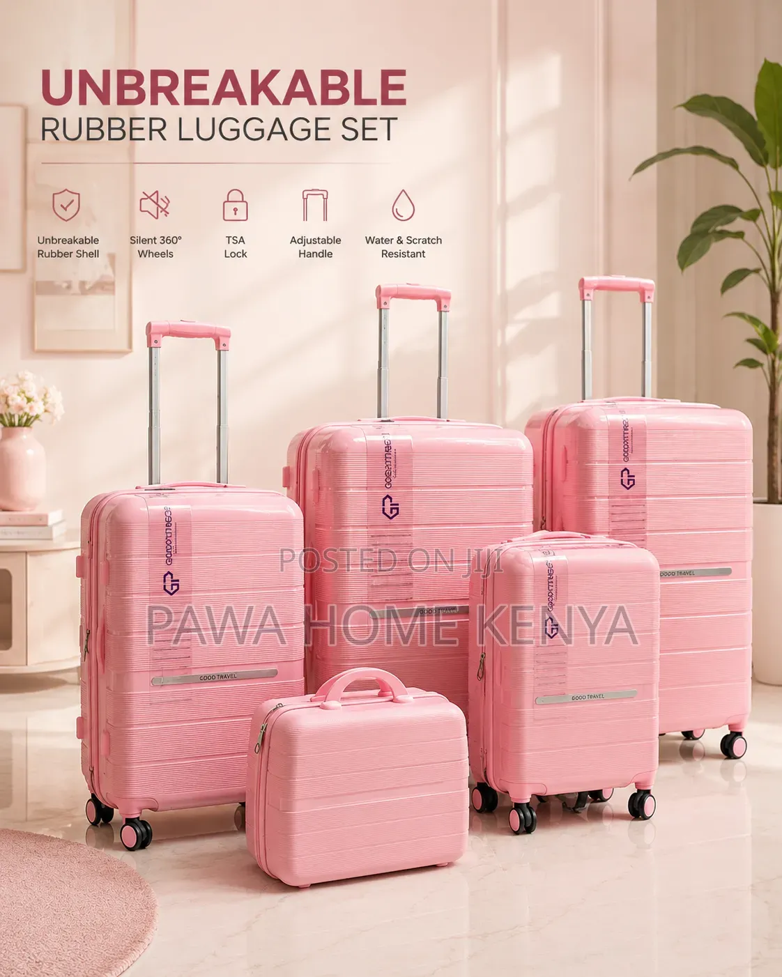 5pcs Unbreakable Rubber Suitcase