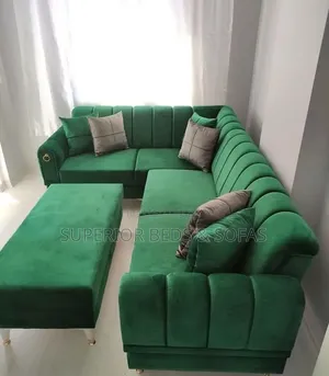Green L-Shaped Sofa 5 Seater
