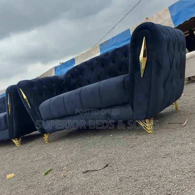 Royal 3 Seater Blue Sofa Set