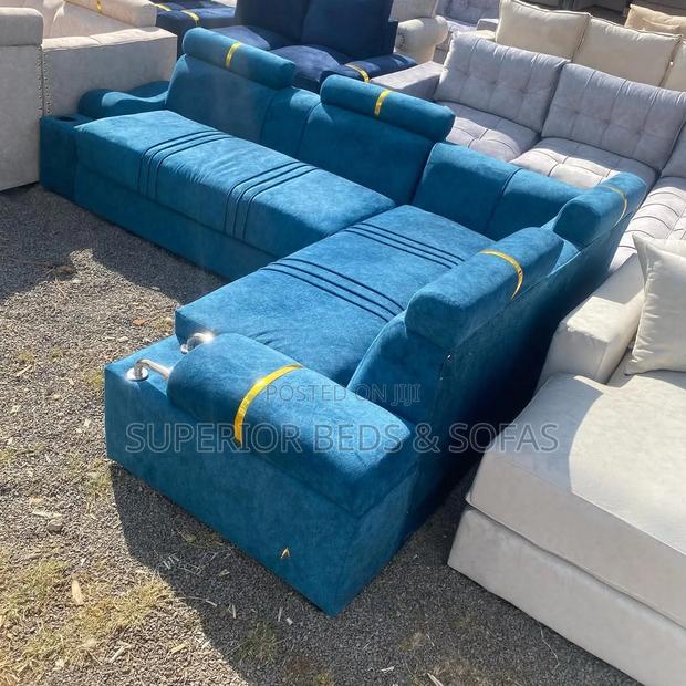 Modern Blue 6 Seater L-Shaped Sofa