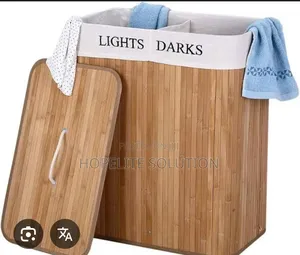 Bamboo Laundry Basket With 2 Compartment