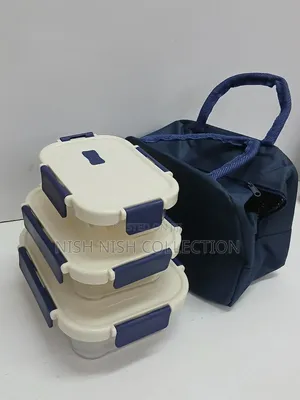 Glass Snack Box With Lunch Bag -3 Pieces