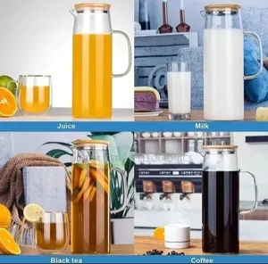 * Heat Resistant Glass Jug With an Airtight Bamboo Lid