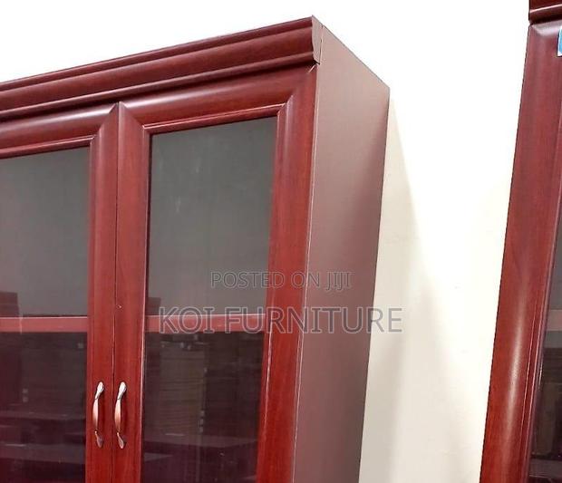 Office Cabinet; Three Doors Wooden Red Executive Cabinet for Doc Store - thumbnail 3