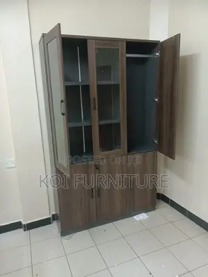 Office Cabinet; Three Doors Wooden Red Executive Cabinet for Doc Store