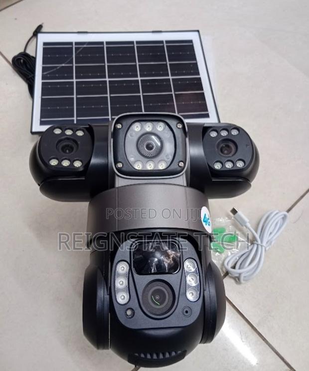 V380 Triple Lens Hd Security Solar Camera With 4g Simcard Slot