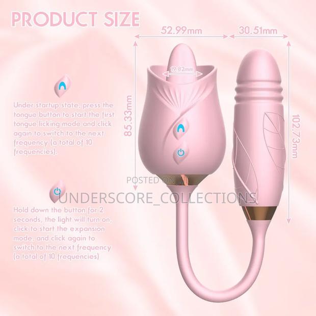 Rose for Clitorial Stimulation Plus Thrusting Dildo - thumbnail 2