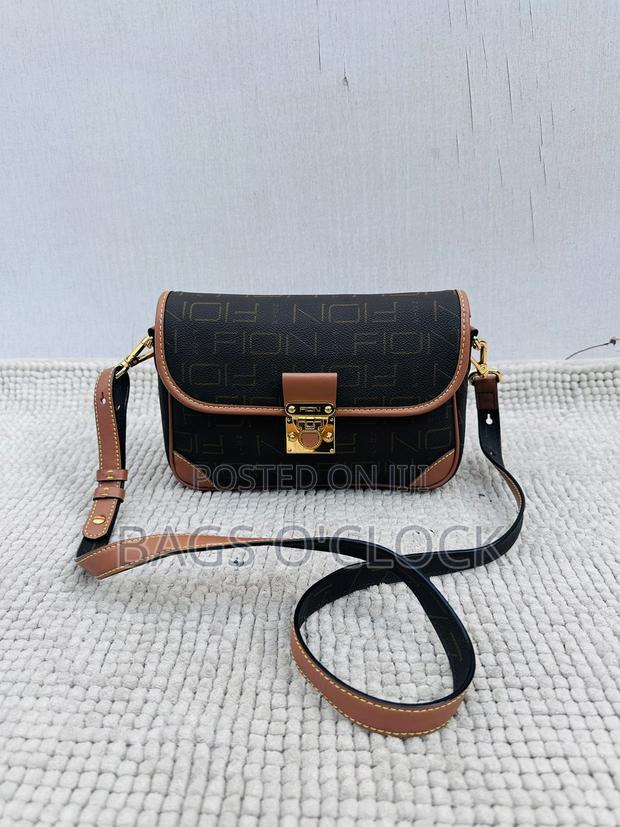 Fion Signature Monogram Small Crossbody Bag - Brown/Black