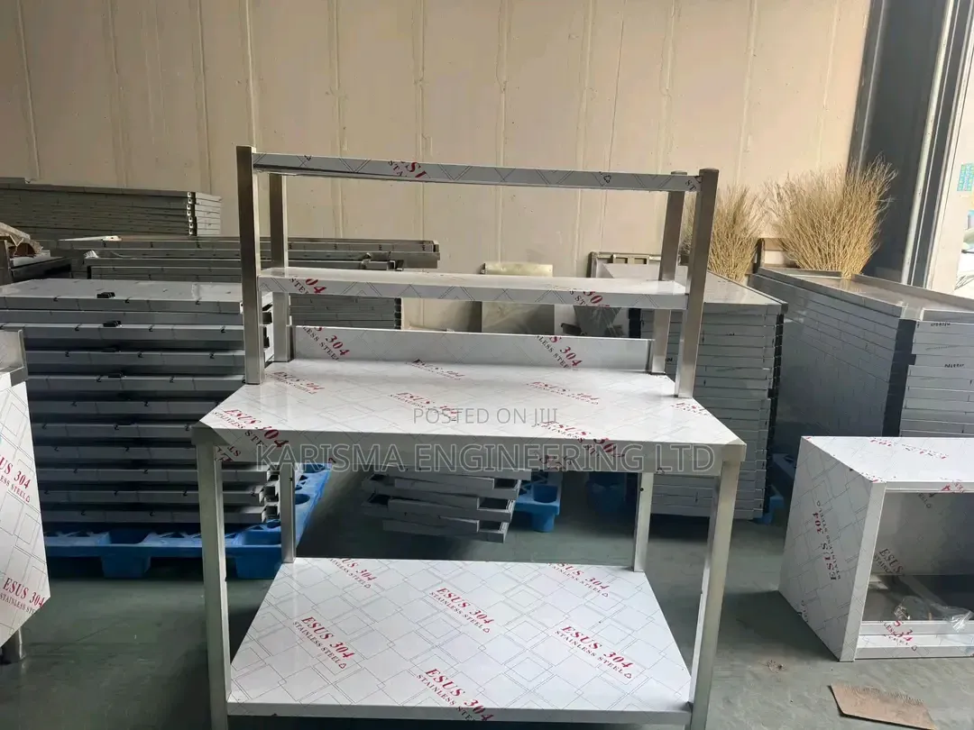 Stainless Steel Work Table With Overhead and Undershelves