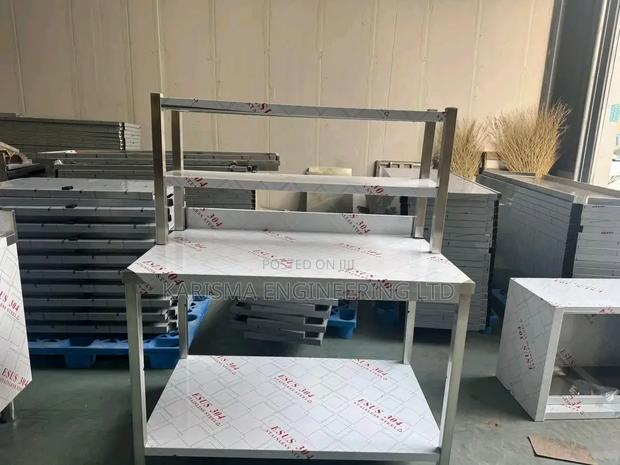 Stainless Steel Work Table With Overhead and Undershelves