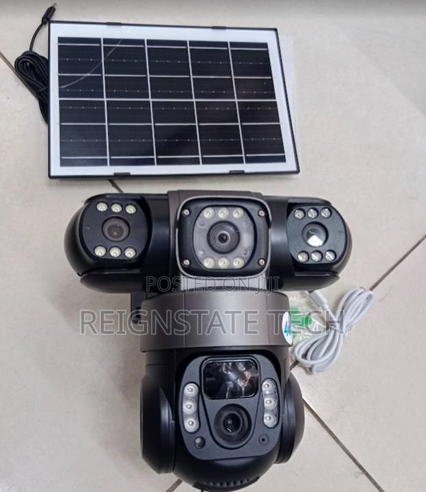 V380 Triple Lens Solar Wifi CCTV Camera Motion Detection