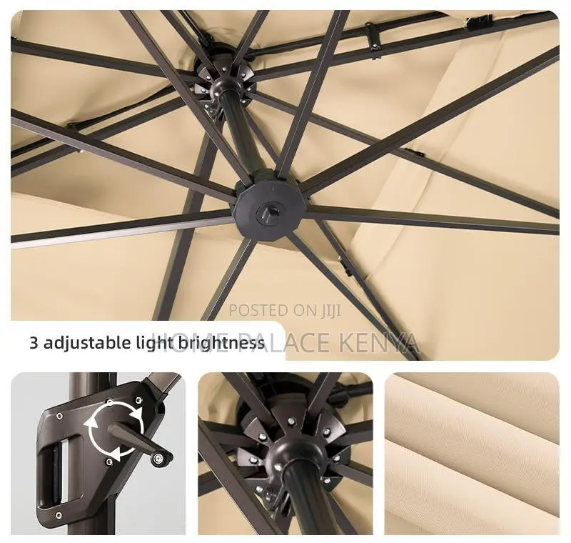 Garden Umbrella: Waterproof Solar Led Cantilever Umbrella