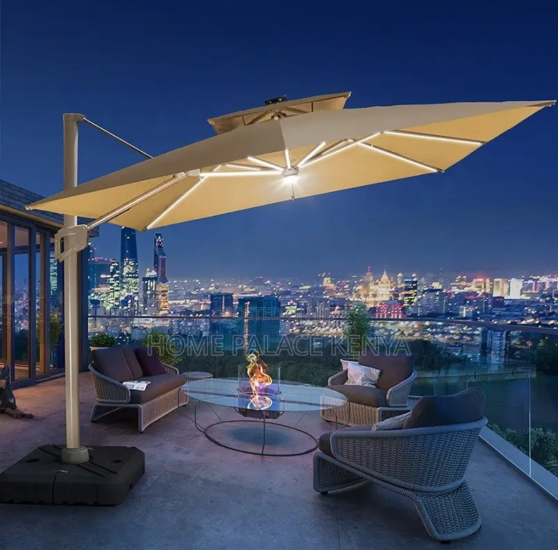 Garden Umbrella: Waterproof Solar Led Cantilever Umbrella