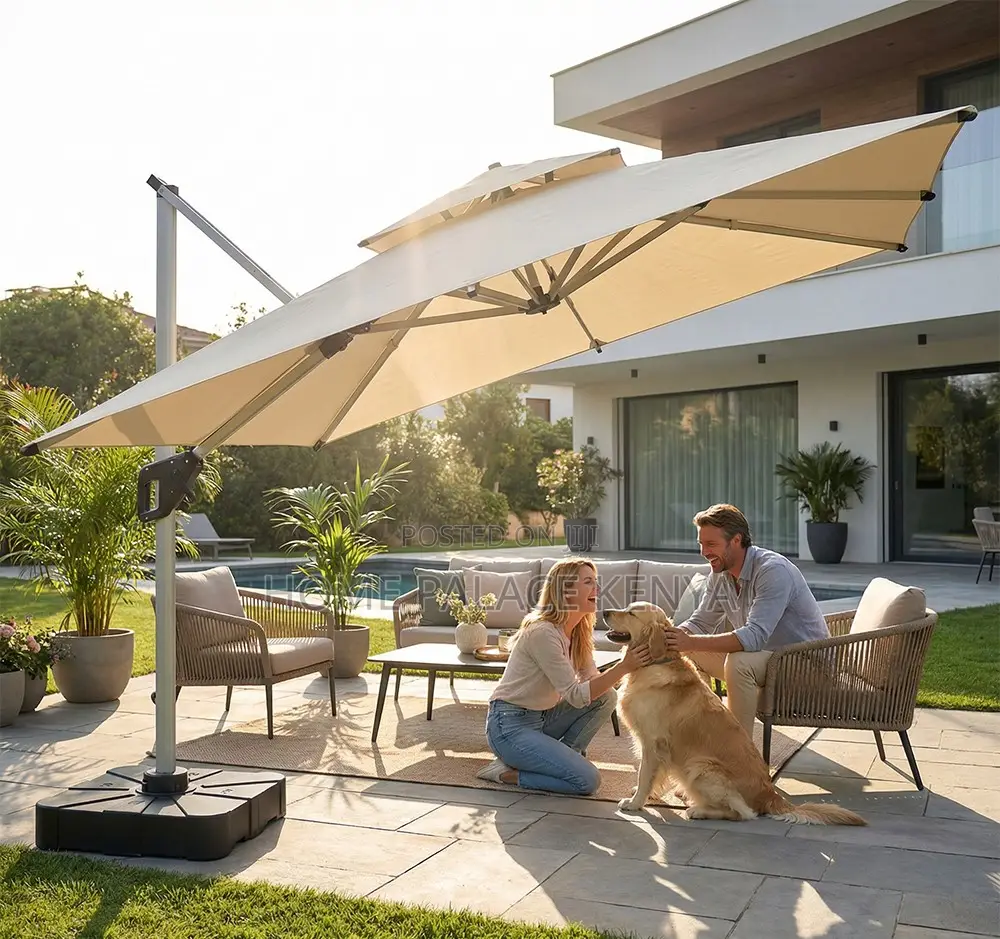 Garden Umbrella: Waterproof Solar Led Cantilever Umbrella