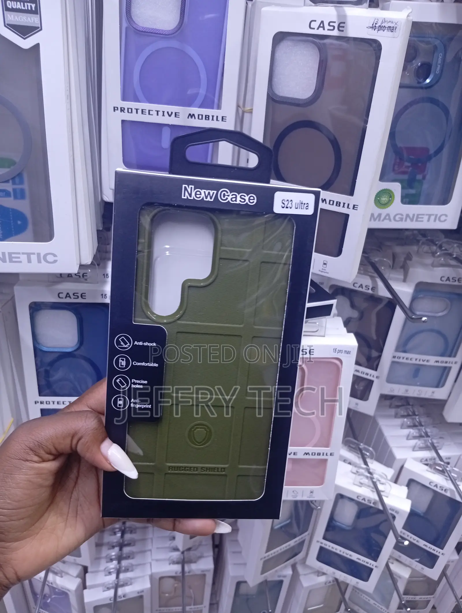Samsung Galaxy S23 Ultra in Olive Green Rugged Shield Phone Case