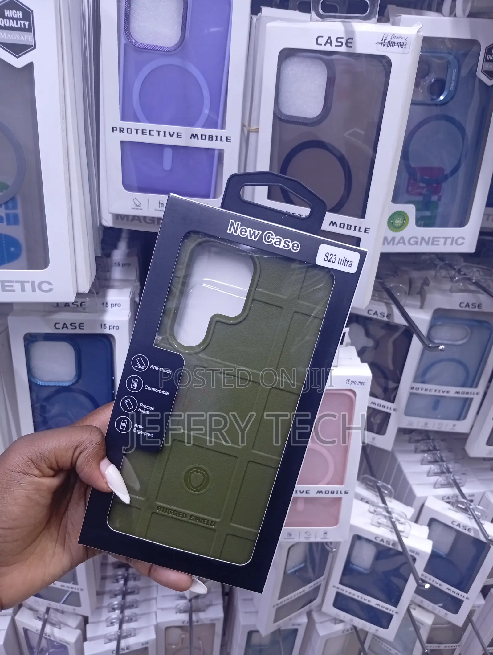 Samsung Galaxy S23 Ultra in Olive Green Rugged Shield Phone Case