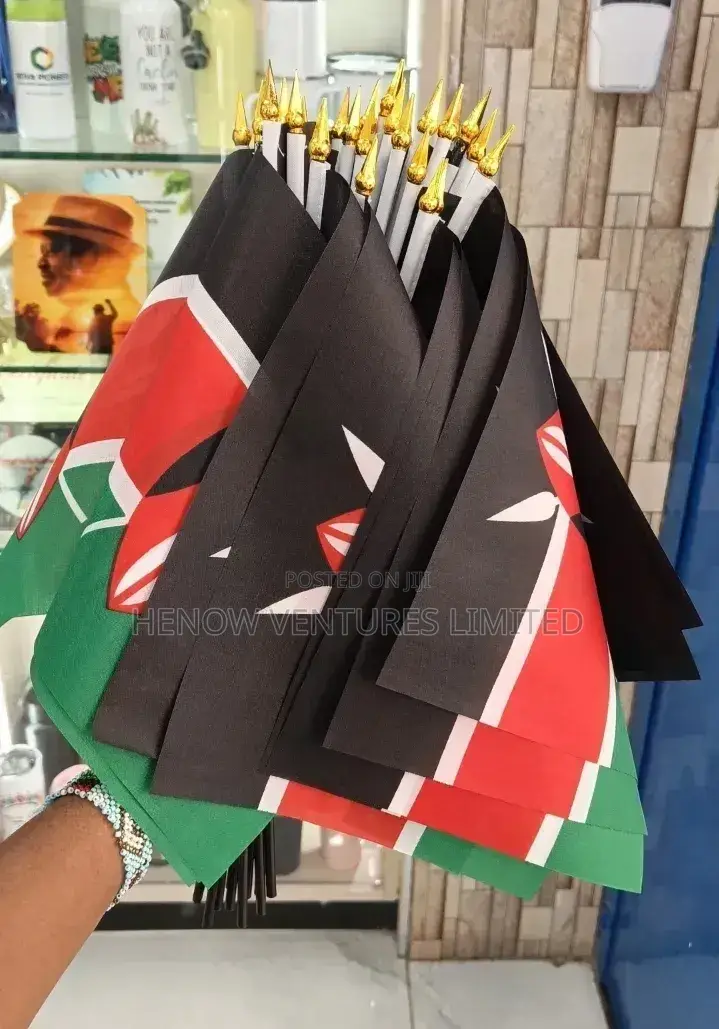Handheld Kenyan Flag With Pole