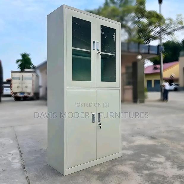 Dual Compartment Storage Unit With Lockable Glass Door at Top - thumbnail 3