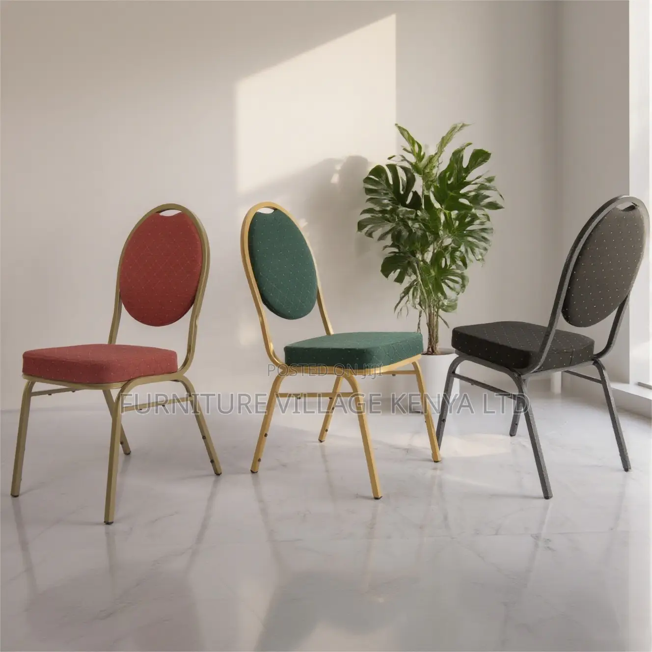 Modern Armless Round Fabric Conference Chair