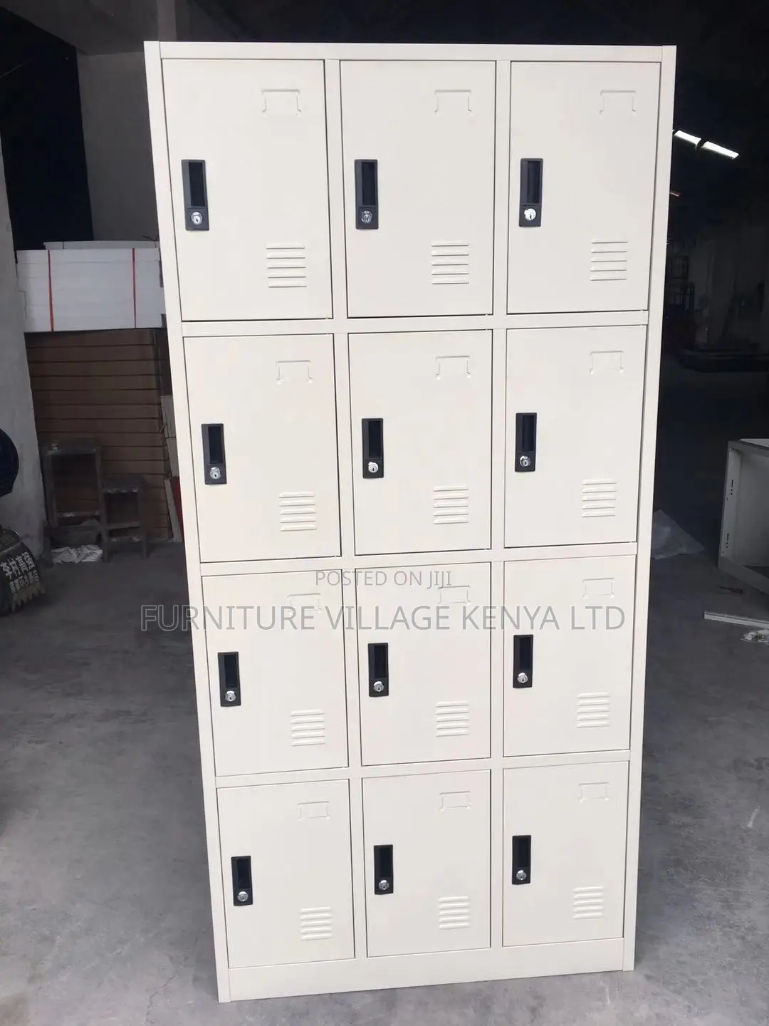 12-Door's White Metallic Gym Storage Locker